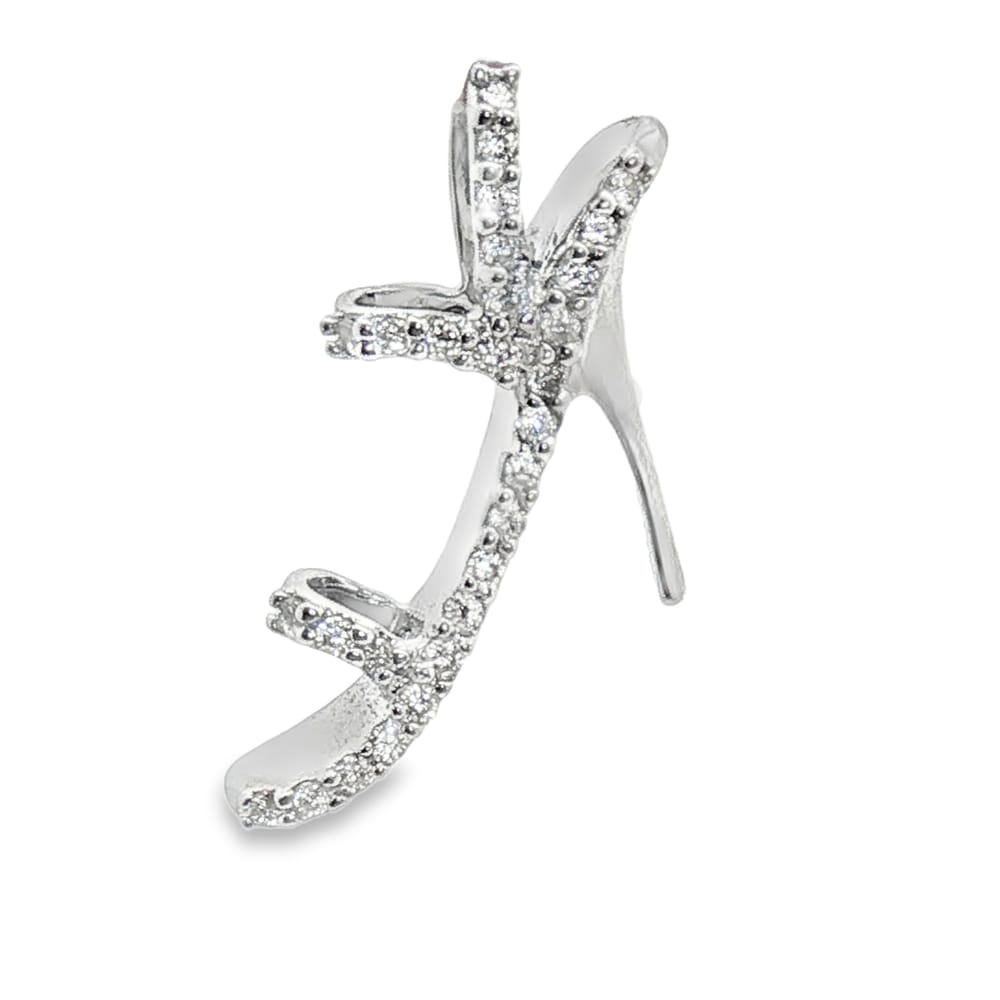 14K White Gold Diamond Shoe Pendant with 28 Round Stones