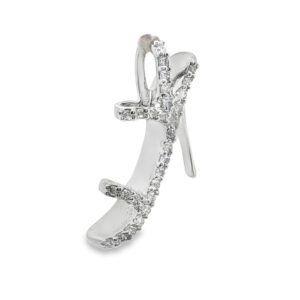 14K White Gold Diamond Shoe Pendant with 28 Round Stones
