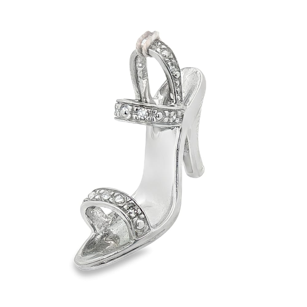 10K Gold White Diamond Pave Shoe Pendant, 2.29g Weight