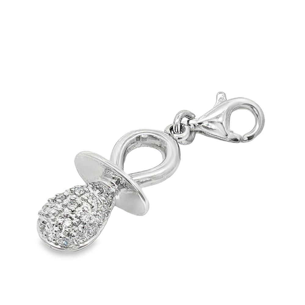 14K White Gold Diamond Pacifier Charm Pendant