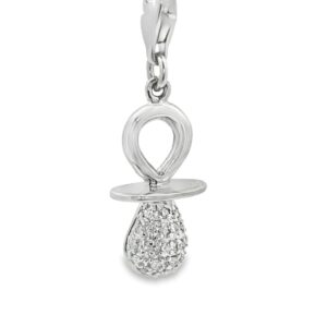 14K White Gold Diamond Pacifier Charm Pendant