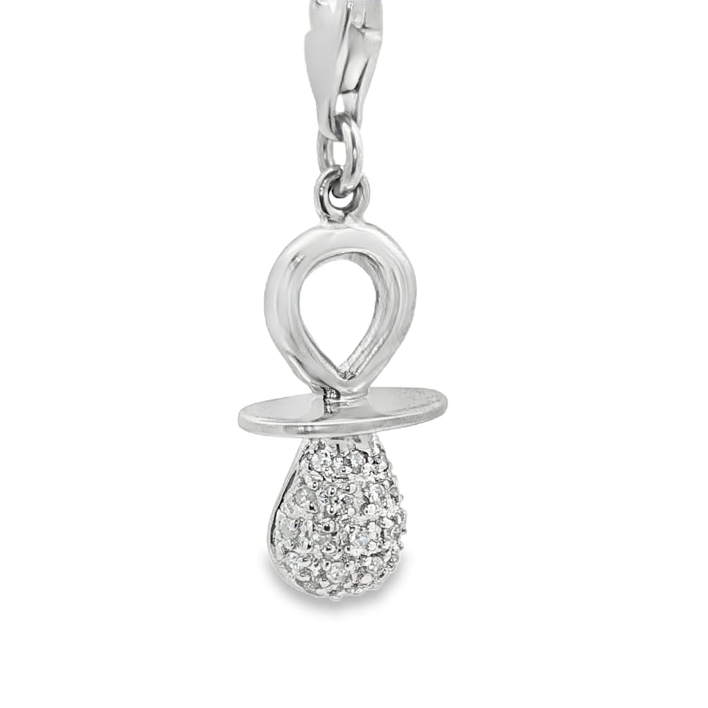 14K White Gold Diamond Pacifier Charm Pendant