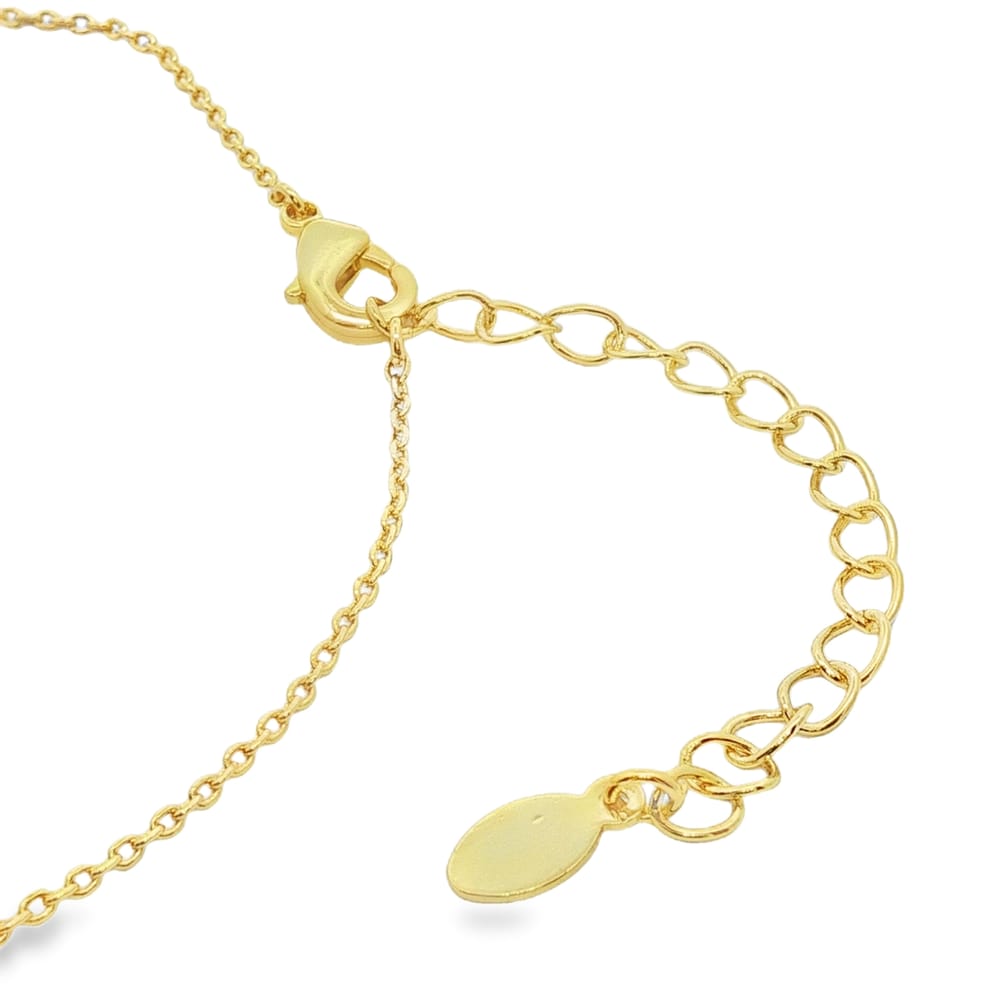 Cubic Zirconia Angled Heart Necklace - 16 inches with 2" extension - Gold over Brass