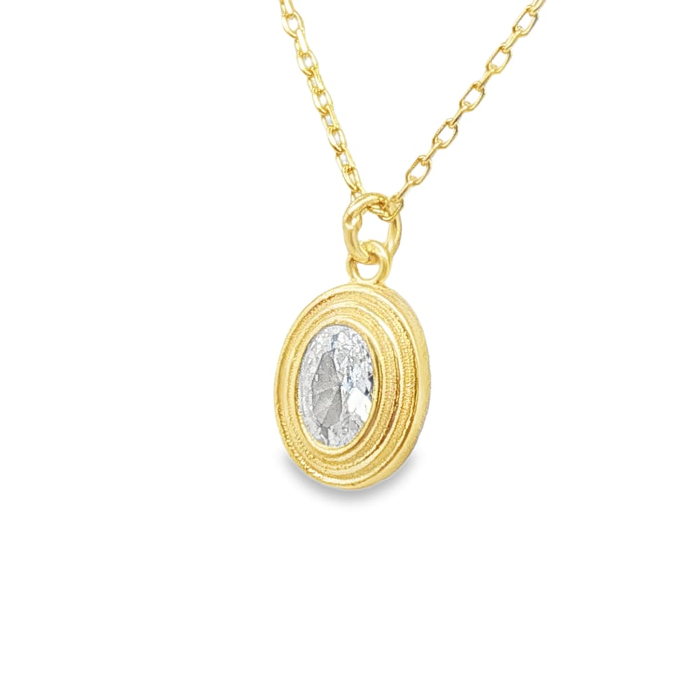 Clear Oval Cubic Zirconia Pendant in .925 Silver