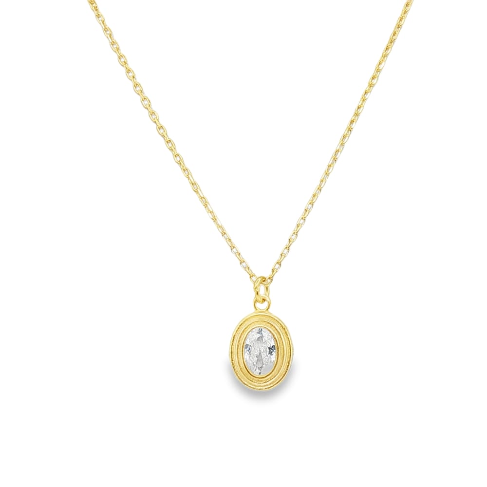 Clear Oval Cubic Zirconia Pendant in .925 Silver