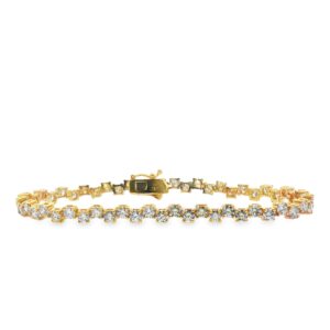 14K Yellow Gold ZigZag Diamond Tennis Bracelet with 58 Diamonds
