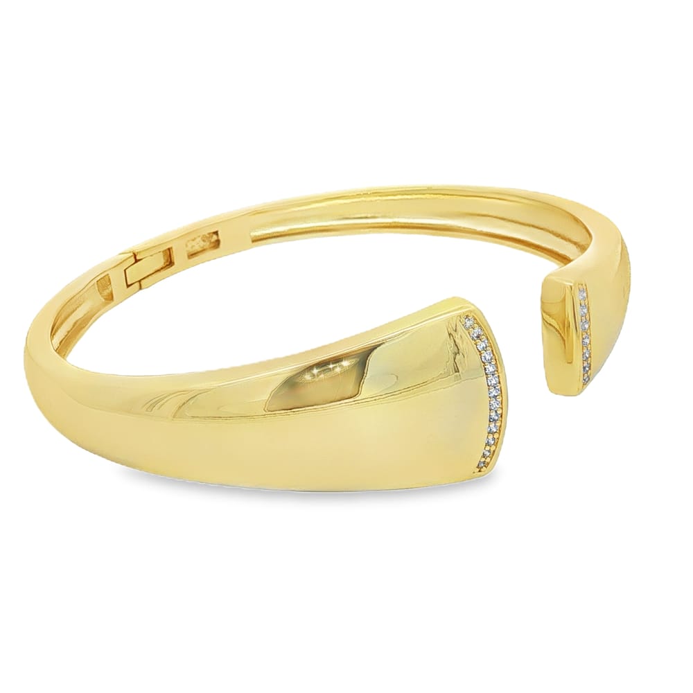 Fancy Cubic Zirconium Hinge Cuff - Gold over Brass