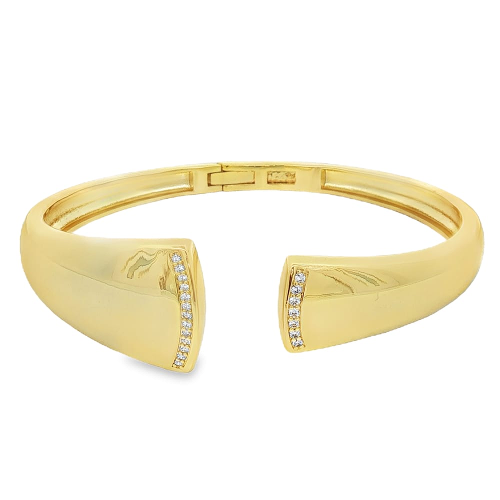 Fancy Cubic Zirconium Hinge Cuff - Gold over Brass