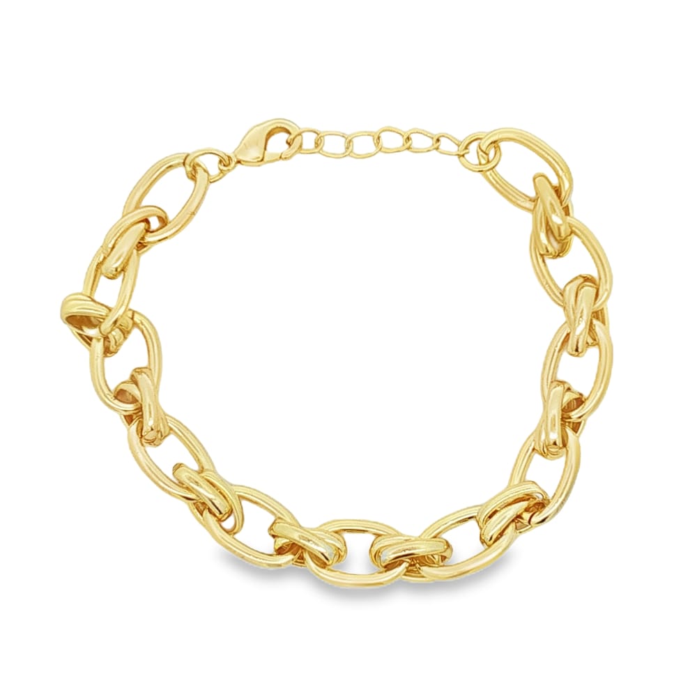 Gold Plated Link Chain Bracelet - 7 inch plus 1" extender - Gold over brass