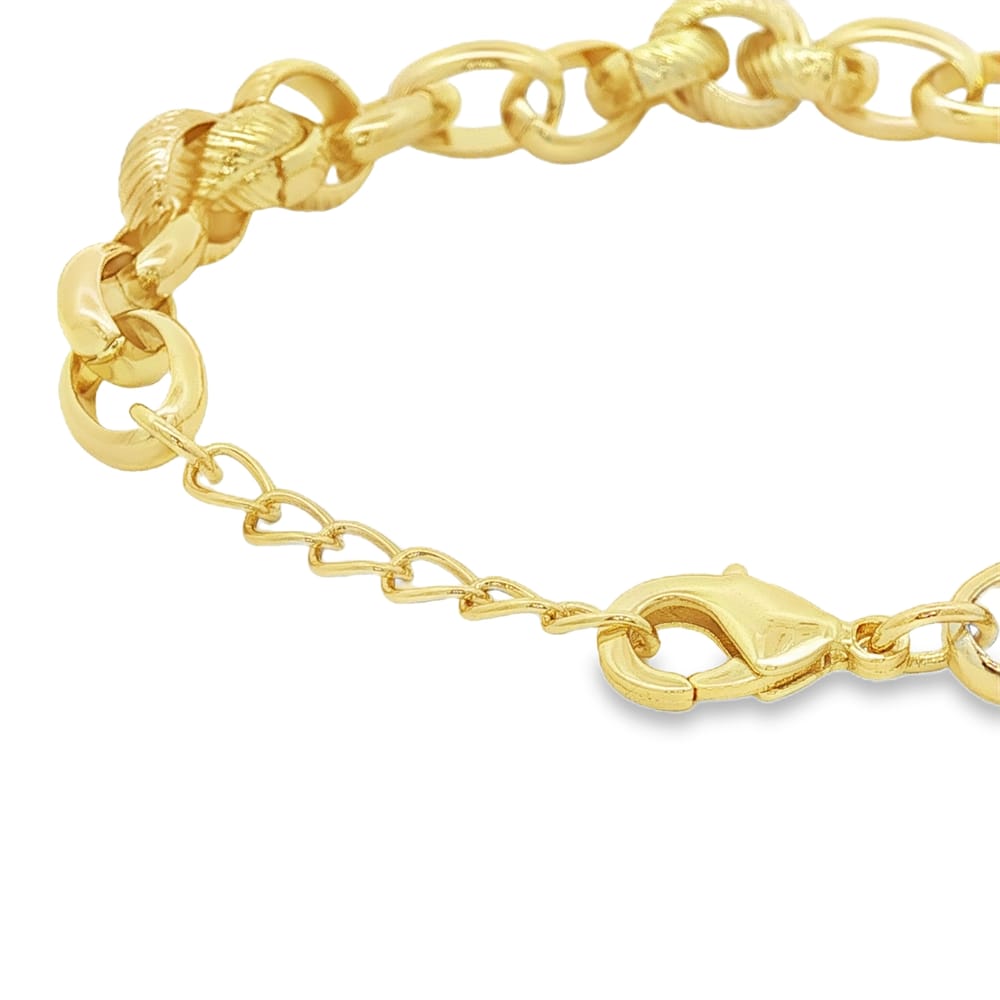 Textured Knot Link Bracelet - 7 inch with 1 inch extender - Gold on Brass