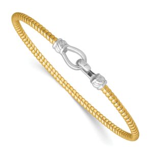 Leslie's Sterling Silver Rhodium and Gold Plated Polished Twisted Flexible Hook Bangle