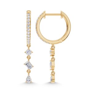 14K Yellow Gold Lab Grown Diamond (.75ctw) Dangle Hoop Earrings
