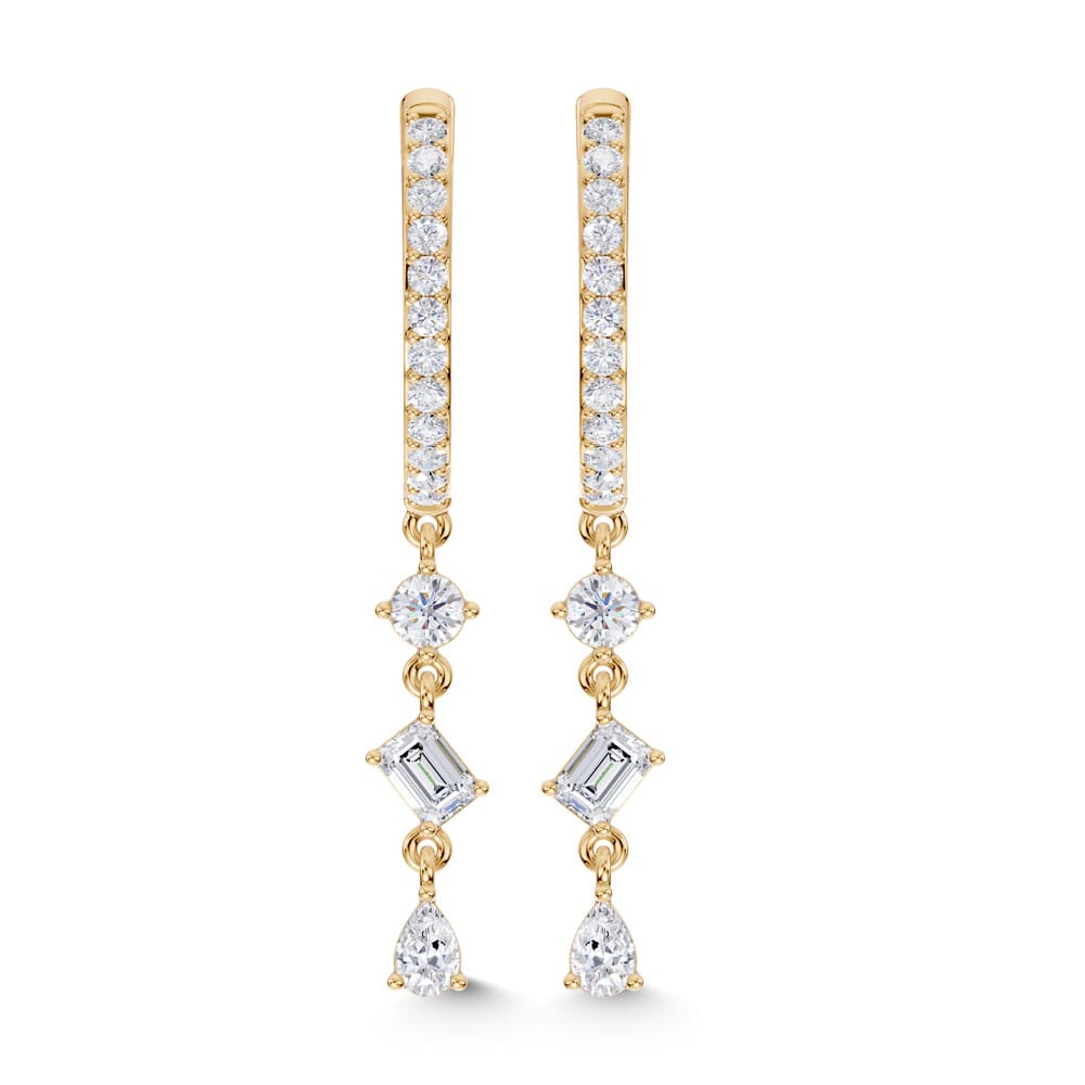 14K Yellow Gold Lab Grown Diamond (.75ctw) Dangle Hoop Earrings