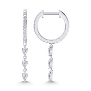 14K White Gold Lab Grown Diamond (.78ct) Dangle Hoop Earrings