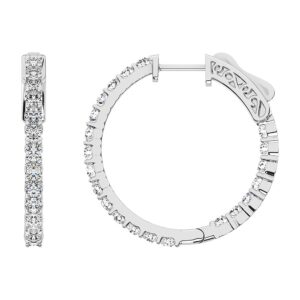 14K White Gold Lab Grown Diamond (1.02ctw) In and Out Hoop Earrings