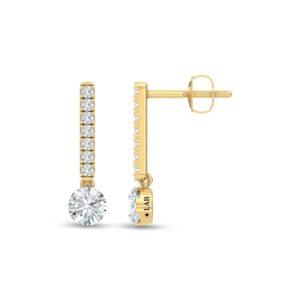 14K Yellow Gold Lab Grown Round Diamond (1.01ctw) Dangler Earrings