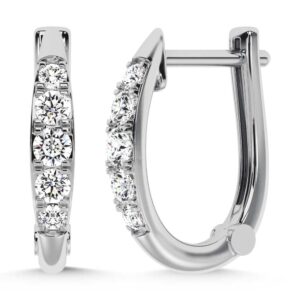 10K White Gold Lab Grown Diamond .52CTW Hoop Earrings