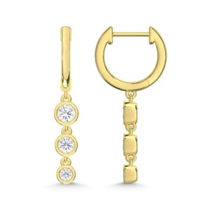 10K Yellow Gold Lab Grown Diamond (.56ctw) Dangle Hoop Earrings