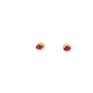 18-00243 Earrings 14KT YG .51 TW Oval Ruby Stud