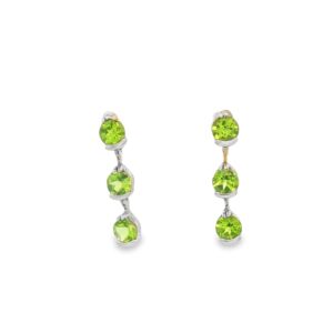 18-00242 Earrings 14Kt WG (6) Round Peridot 1.68 TCW 1.4 grams