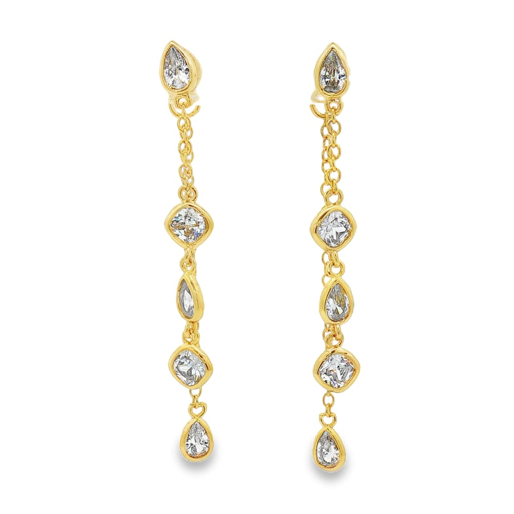 Gold Over Brass Solenne Pear Cascade Earrings 2.74g