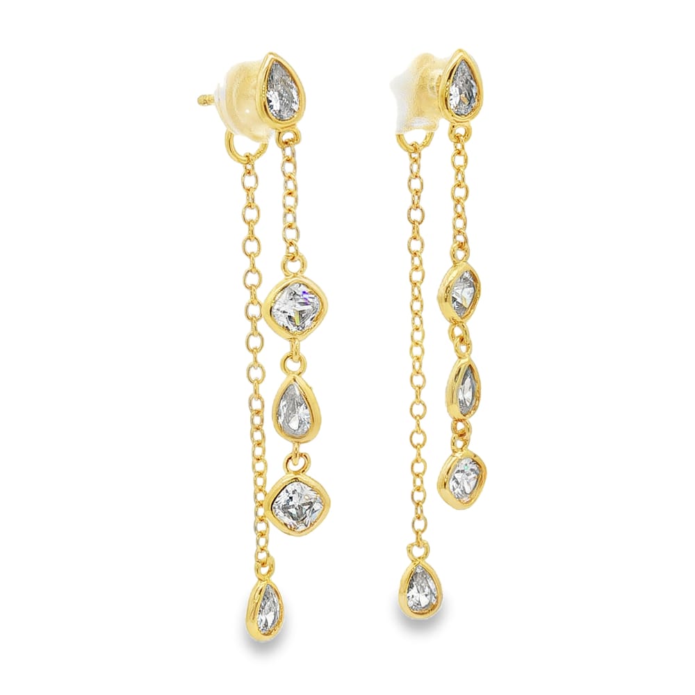 Gold Over Brass Solenne Pear Cascade Earrings 2.74g
