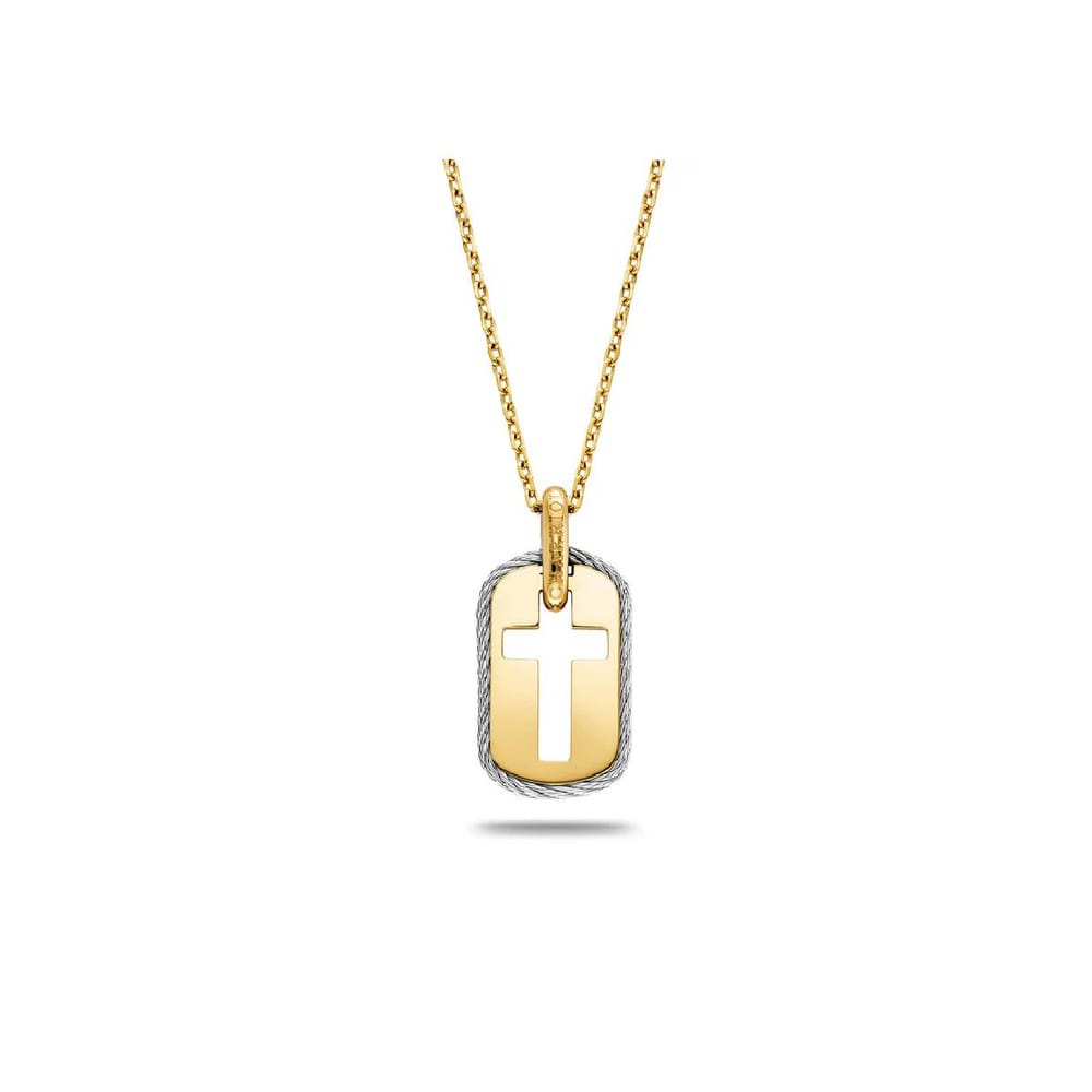 a Charriol yellow gold Celtic Cross Steel Necklace