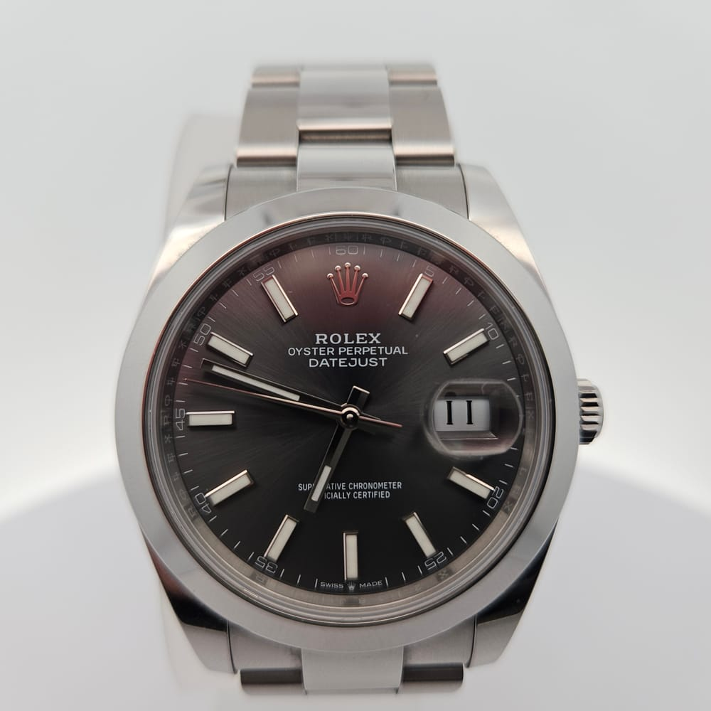 a Rolex Oyster Perpetual Datejust 41mm Automatic Watch taken inside a jewelry display box