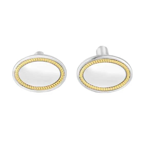 Phillip Gavriel Silver & 18K Gold Oval Cufflinks on display