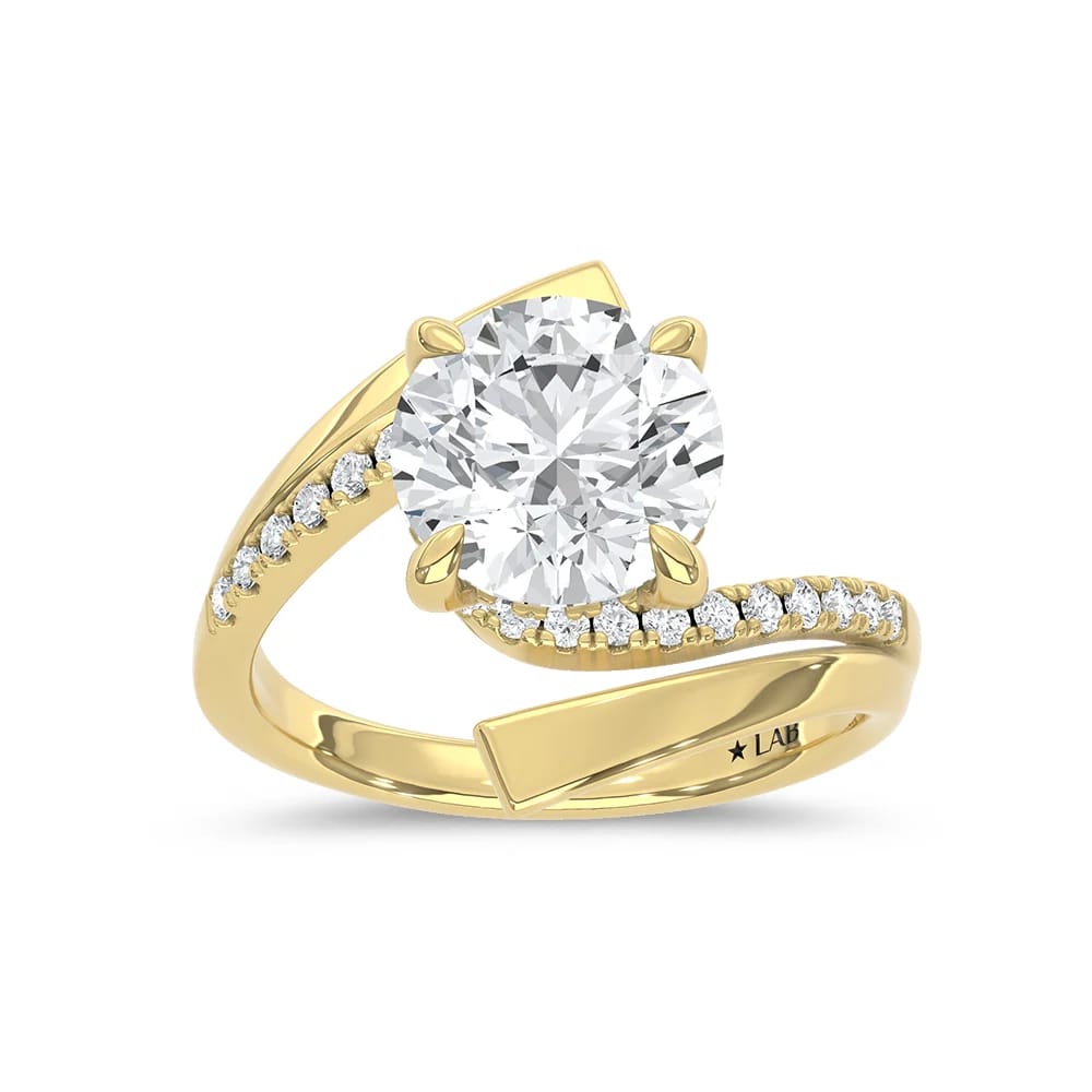 14K Yellow Gold Lab Grown Diamond 3 1/3 Ct.Tw. Round Shape Engagement Ring