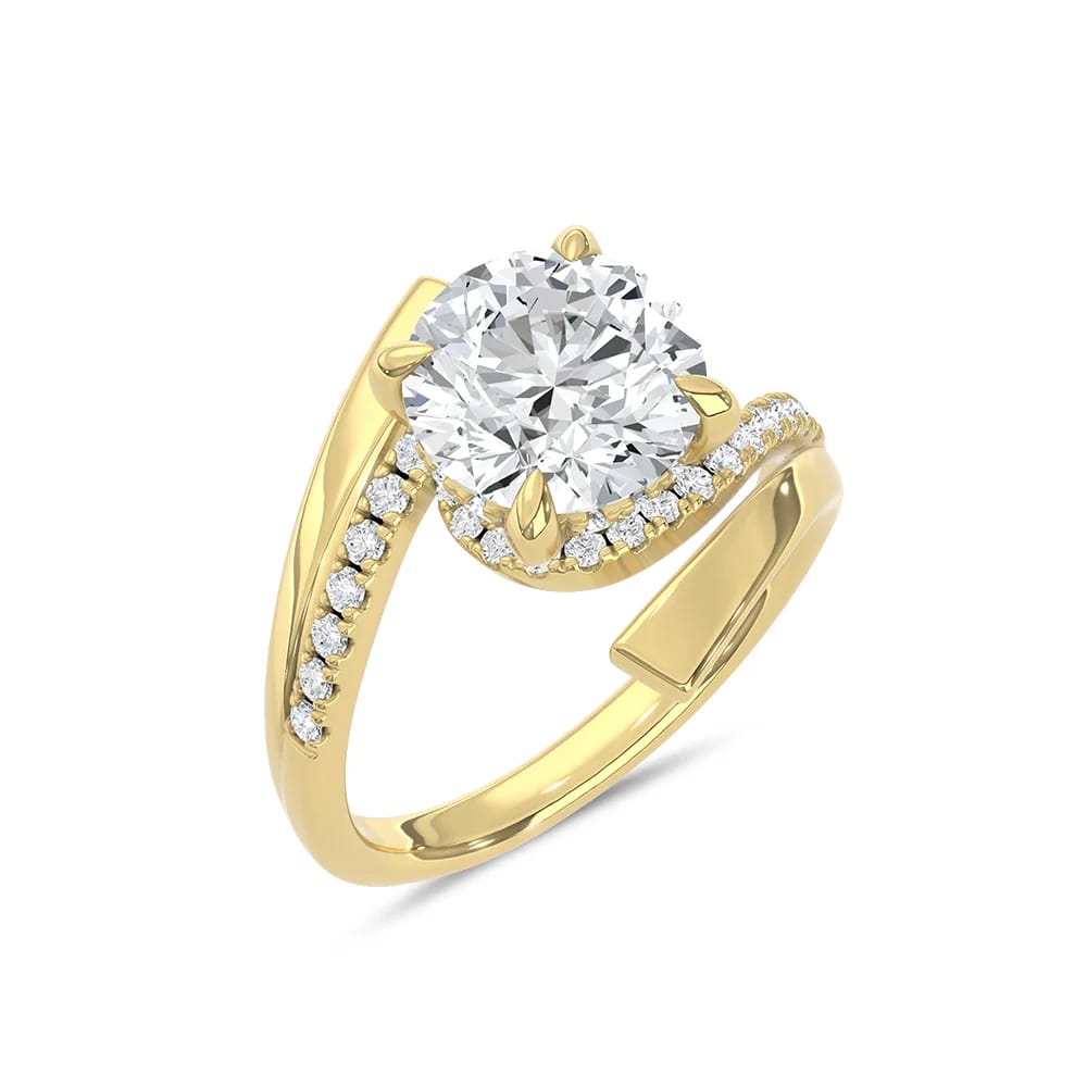 14K Yellow Gold Lab Grown Diamond 3 1/3 Ct.Tw. Round Shape Engagement Ring