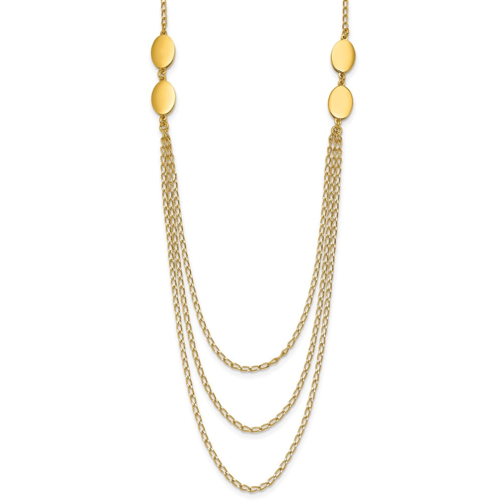 Leslie's Sterling Silver Gold-tone Polished Multi-layer with 2in ext. Necklace