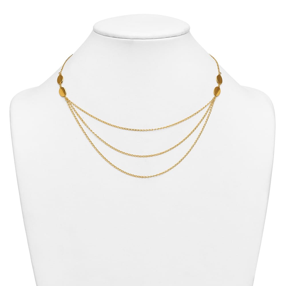 Leslie's Sterling Silver Gold-tone Polished Multi-layer with 2in ext. Necklace