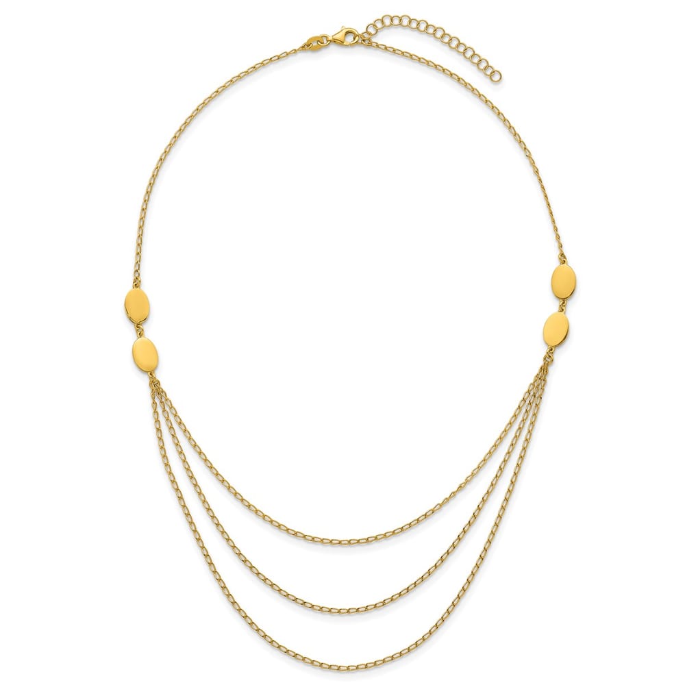 Leslie's Sterling Silver Gold-tone Polished Multi-layer with 2in ext. Necklace