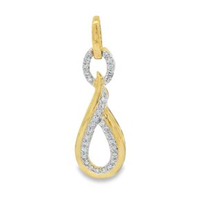 14K Gold Women's Yellow Diamond Drop Pendant with 32 Round Stones