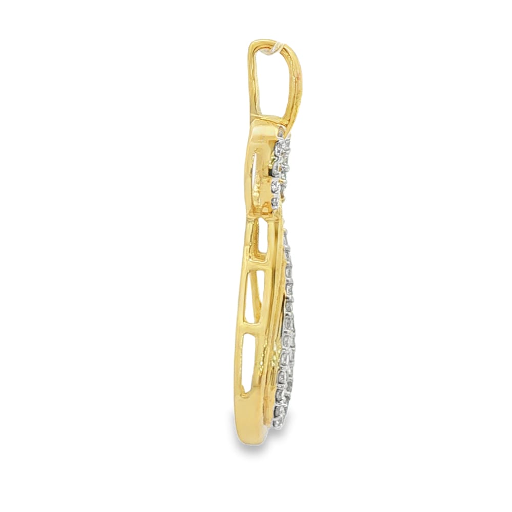 14K Gold Women's Yellow Diamond Drop Pendant with 32 Round Stones
