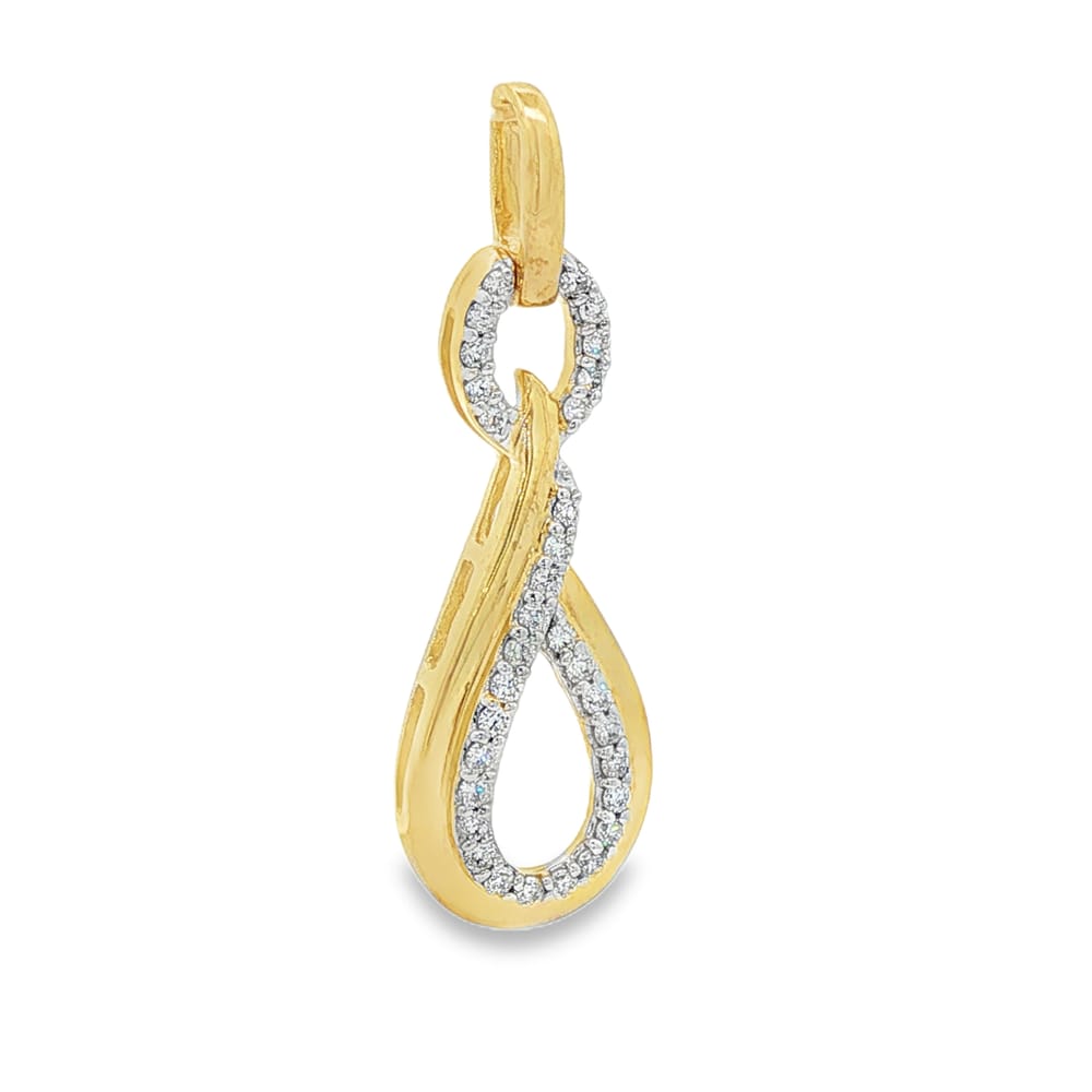 14K Gold Women's Yellow Diamond Drop Pendant with 32 Round Stones