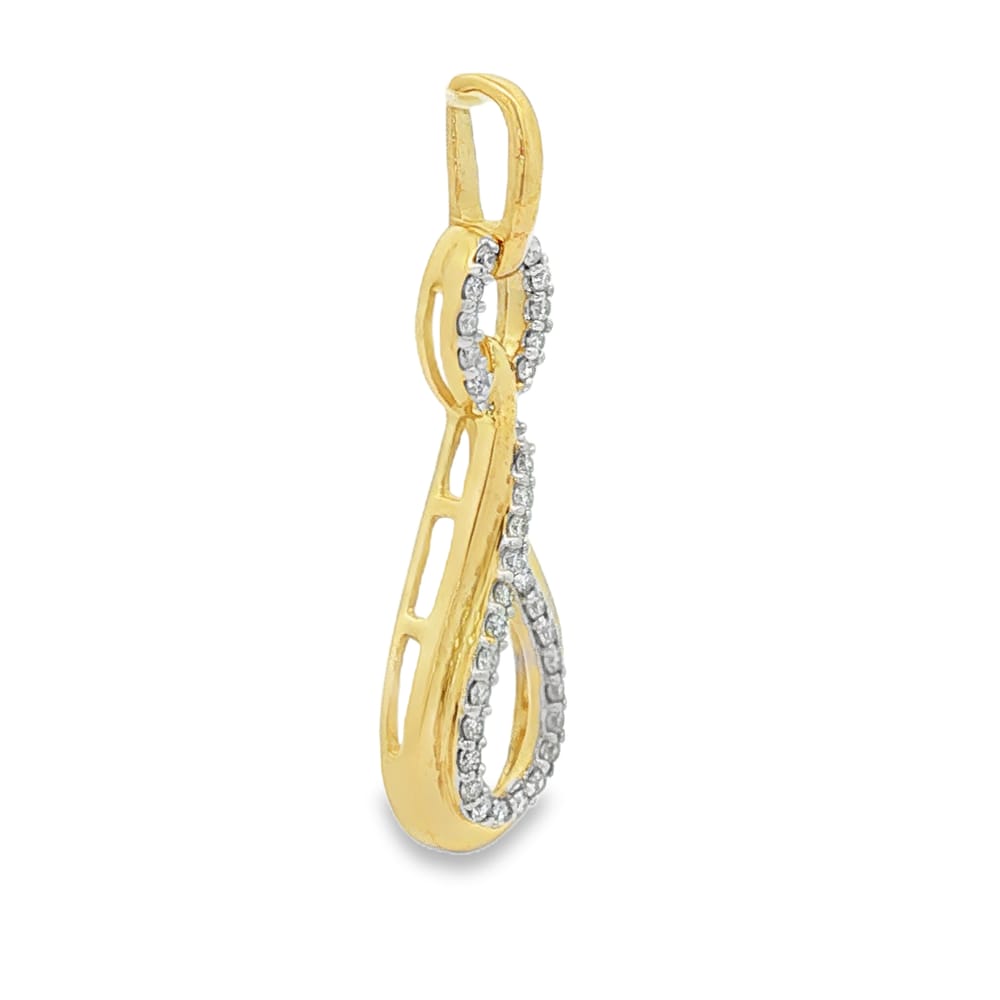 14K Gold Women's Yellow Diamond Drop Pendant with 32 Round Stones