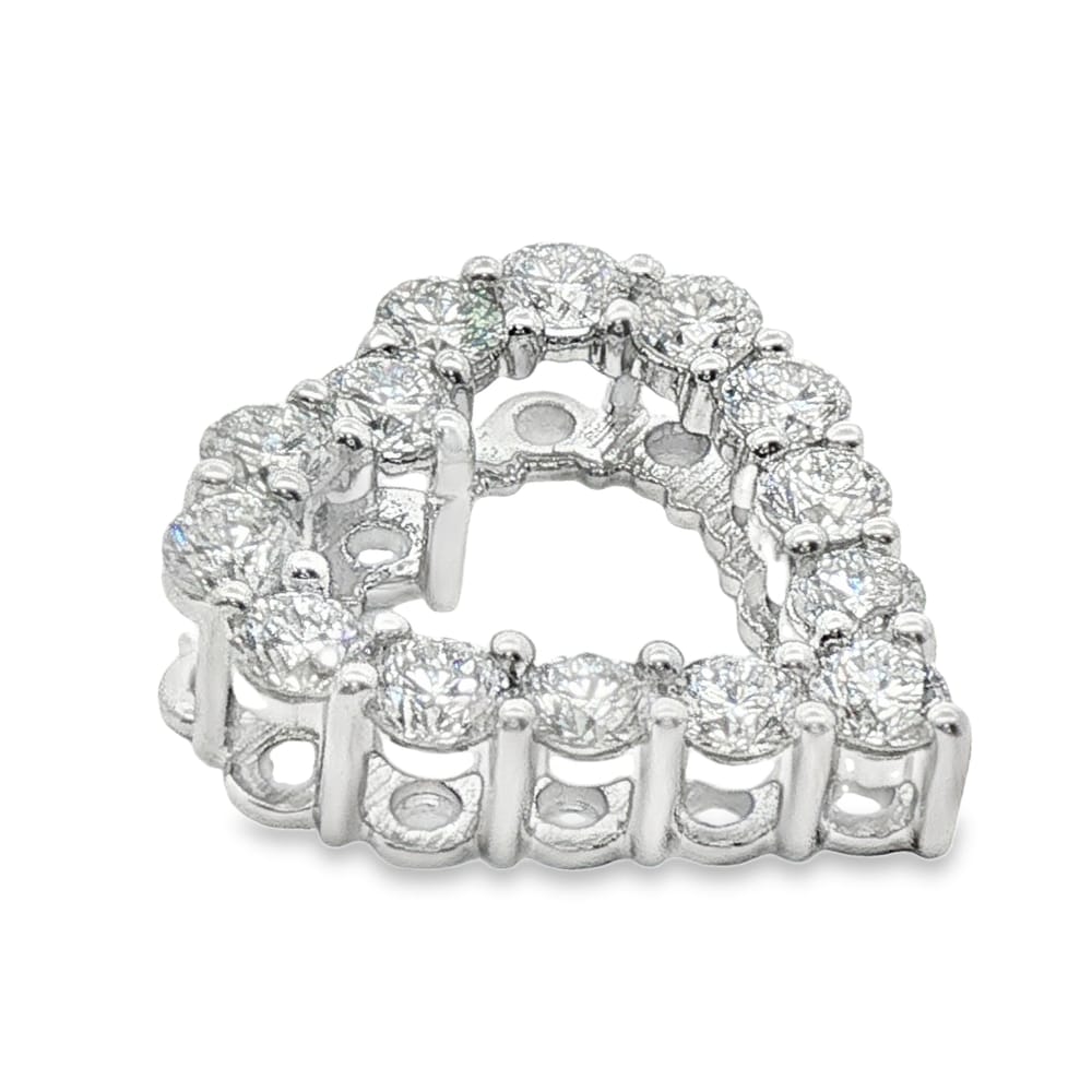 14KT 1CT Lab Grown Double Shared Prong Heart Pendant