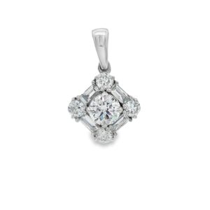 14K White Gold Lab Grown Diamond Pendant with 1.06 ct. tw. Stones for Women