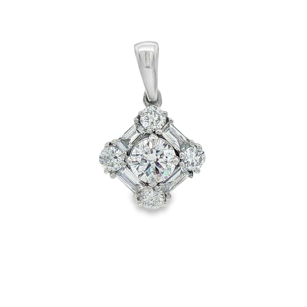 14K White Gold Lab Grown Diamond Pendant with 1.06 ct. tw. Stones for Women