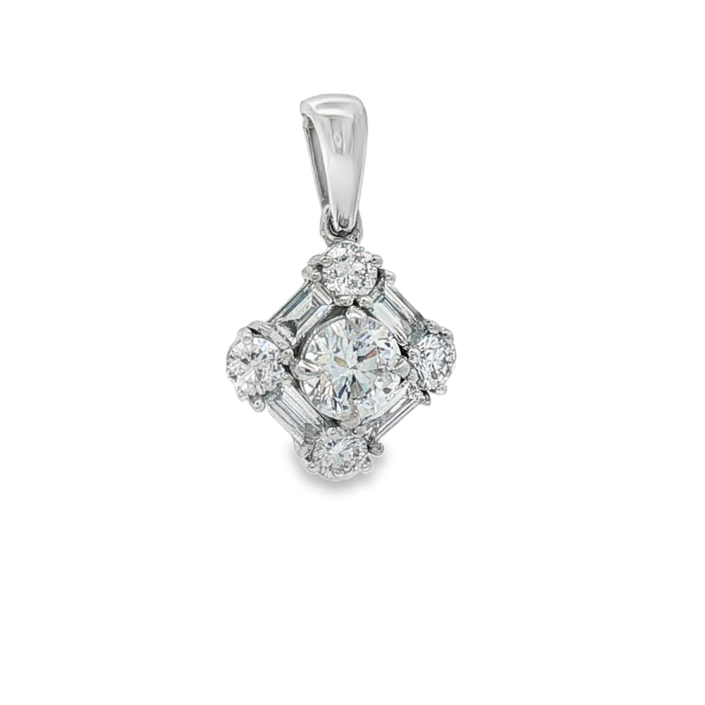 14K White Gold Lab Grown Diamond Pendant with 1.06 ct. tw. Stones for Women