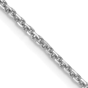 14K White Gold 18 inch 1.45mm Diamond-cut Cable with Lobster Clasp Chain
