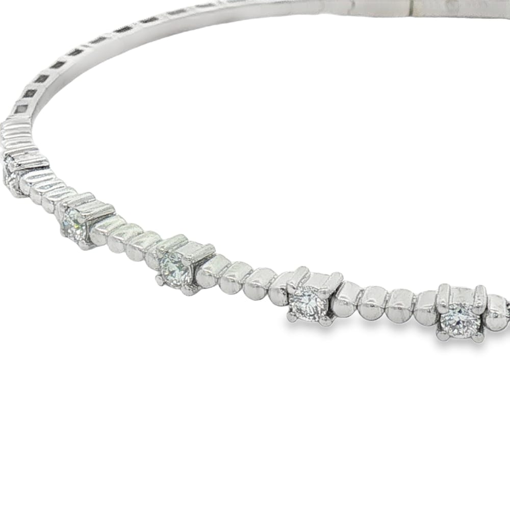 .925 Sterling Silver Lab-Grown Diamond Flexi Bangle - 4.61g