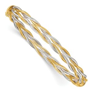Leslie's 14K Rhodium Polished Double Row Twisted Hinged Bangle