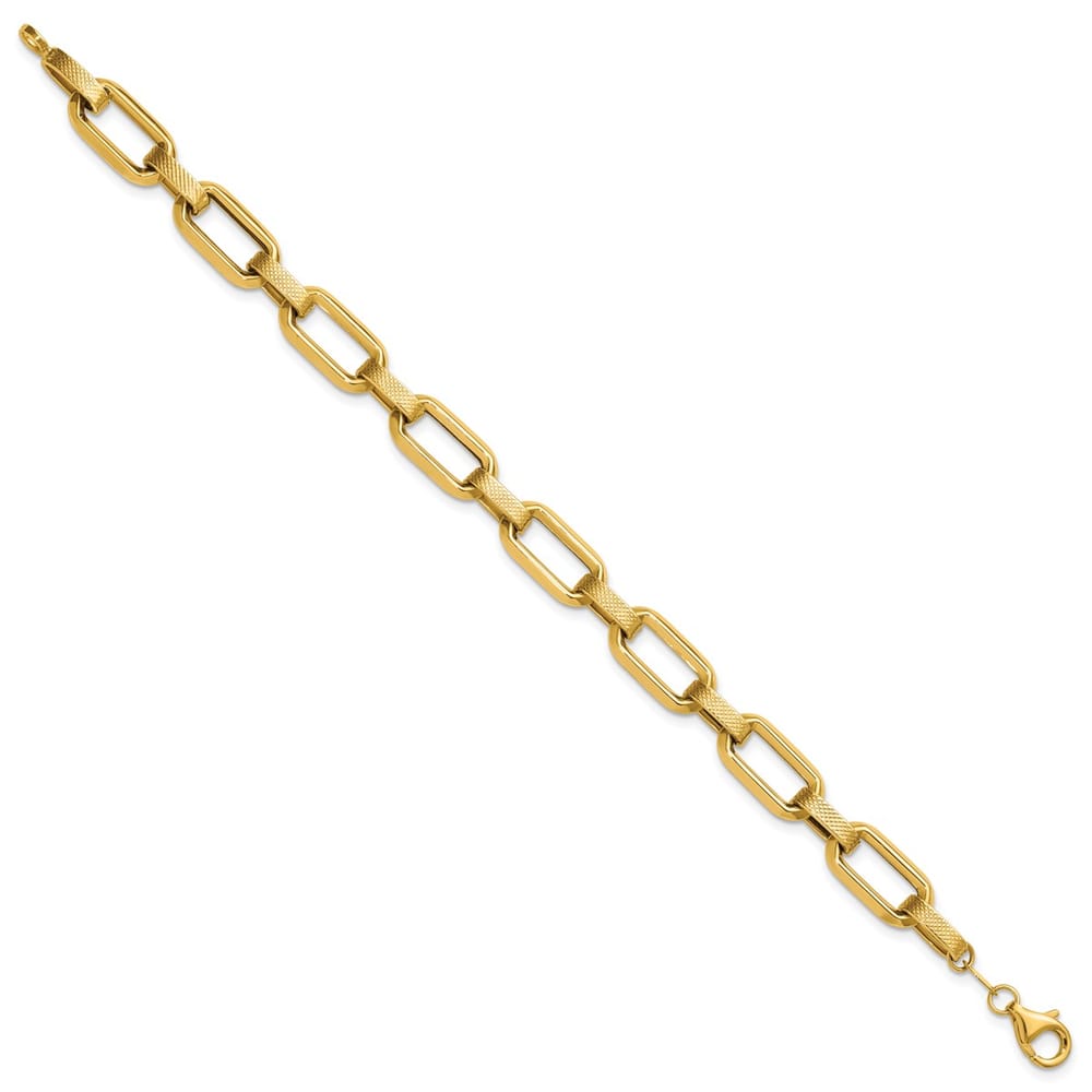 Leslie's 10K Polished and Textured Fancy Link Bracelet - 4.26g