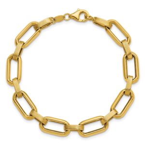 Leslie's 10K Polished and Textured Fancy Link Bracelet - 4.26g