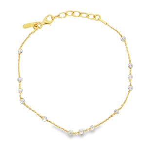 Desmos Station Moon 3+1 Silver Gold Plated Bracelet - 7.25" Extender