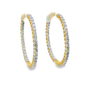 14K Yellow Gold Lab-Grown Diamond Earrings with 72 Round Stones