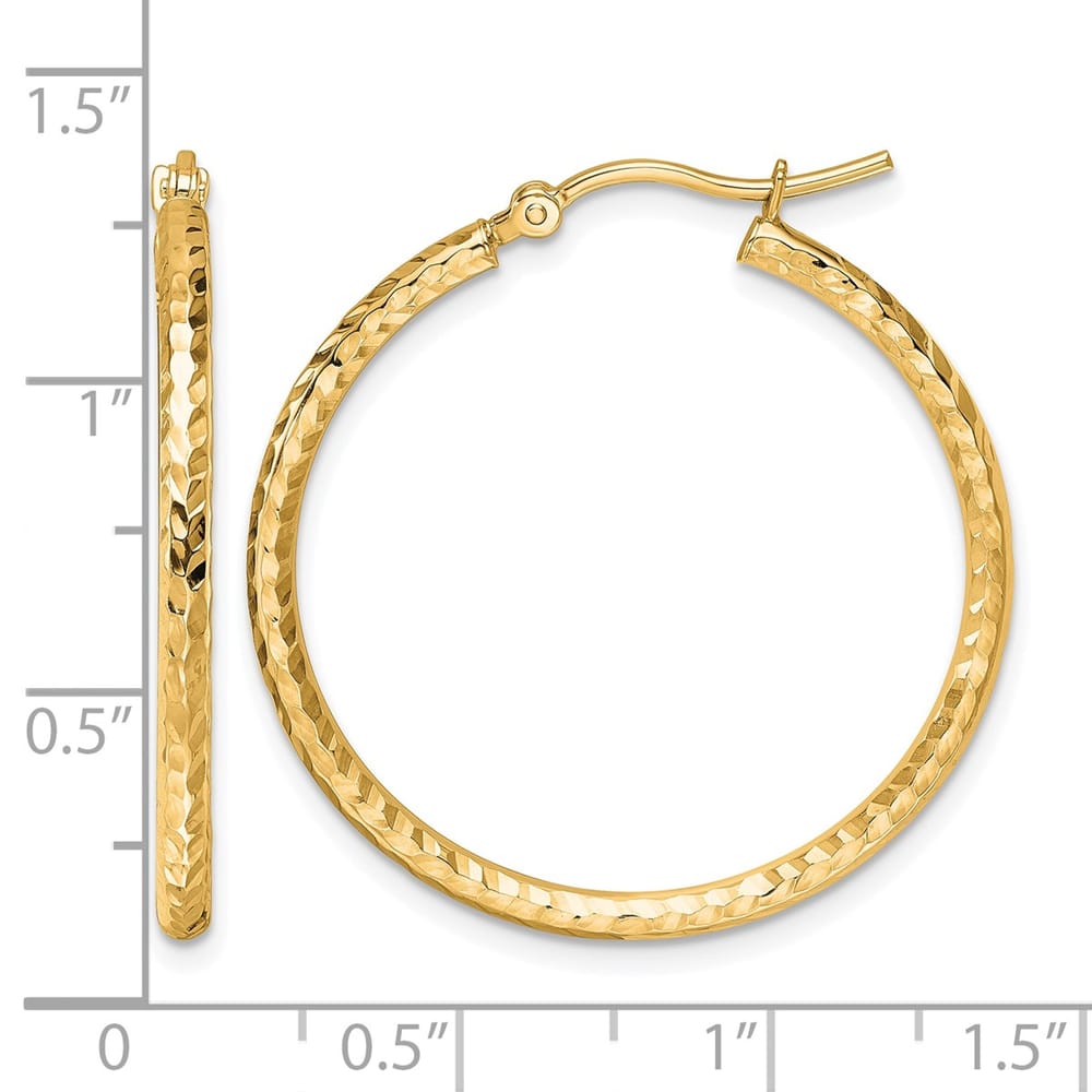 Leslie's 10K Yellow Gold Dia-Cut 2mm Round Tube Hoop Earrings 1.3g